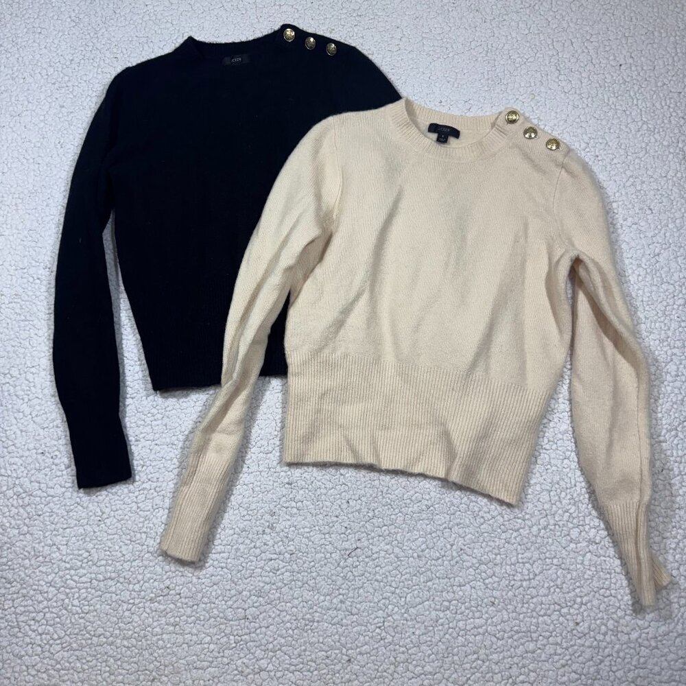 J Crew Womens Wool Alpaca Blend Button Shoulder Crew Neck Sweaters Lot sz Small
